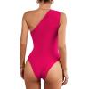 imageLYANER Womens Sexy One Shoulder Ruched Sleeveless Slim Fit Bodysuit Leotard TopRose Red