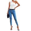 imageLYANER Womens Sexy One Shoulder Ruched Sleeveless Slim Fit Bodysuit Leotard TopWhite