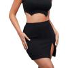 imageLYANER Womens Sexy Slit Slit Hem Stretchy Waist Bodycon Short SkirtsBlack