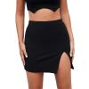 imageLYANER Womens Sexy Slit Slit Hem Stretchy Waist Bodycon Short SkirtsBlack