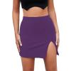 imageLYANER Womens Sexy Slit Slit Hem Stretchy Waist Bodycon Short SkirtsDark Purple