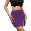 imageLYANER Womens Sexy Slit Slit Hem Stretchy Waist Bodycon Short SkirtsDark Purple