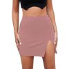 imageLYANER Womens Sexy Slit Slit Hem Stretchy Waist Bodycon Short SkirtsDusty Pink
