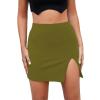 imageLYANER Womens Sexy Slit Slit Hem Stretchy Waist Bodycon Short SkirtsOlive Green