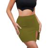 imageLYANER Womens Sexy Slit Slit Hem Stretchy Waist Bodycon Short SkirtsOlive Green