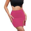 imageLYANER Womens Sexy Slit Slit Hem Stretchy Waist Bodycon Short SkirtsRose