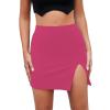 imageLYANER Womens Sexy Slit Slit Hem Stretchy Waist Bodycon Short SkirtsRose