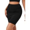 imageLYANER Womens Stretch High Waist Ruched Bodycon Pencil Club Short Mini SkirtBlack