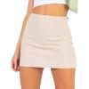 imageLYANER Womens Basic Ribbed Knit Stretchy Elastic Short Mini Pencil Bodycon SkirtOffwhite