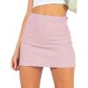 imageLYANER Womens Basic Ribbed Knit Stretchy Elastic Short Mini Pencil Bodycon SkirtPink