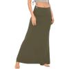 imageLYANER Womens Casual High Waist Solid Flare Long Maxi SkirtArmy Green