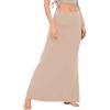 imageLYANER Womens Casual High Waist Solid Flare Long Maxi SkirtBeige