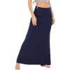imageLYANER Womens Casual High Waist Solid Flare Long Maxi SkirtDark Blue