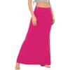 imageLYANER Womens Casual High Waist Solid Flare Long Maxi SkirtRose