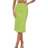 imageLYANER Womens Satin Silk High Waist Side Zipper Up Ruffle Hem Flared Midi SkirtLight Green