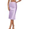 imageLYANER Womens Satin Silk High Waist Side Zipper Up Ruffle Hem Flared Midi SkirtLilac
