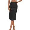 imageLYANER Womens Satin Silk High Waist Side Zipper Up Ruffle Hem Flared Midi SkirtPure Black