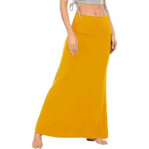 imageLYANER Womens Casual High Waist Solid Flare Long Maxi SkirtGinger