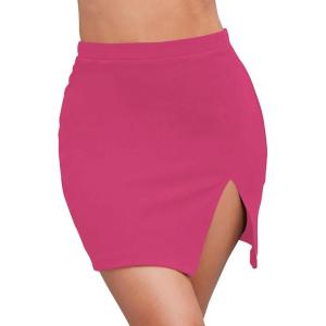 imageLYANER Womens Sexy Slit Slit Hem Stretchy Waist Bodycon Short SkirtsRose