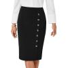 imageLYANER Womens Basic Stretch High Waist Pencil Bodycon Button Knee Length Straight Office Midi SkirtBlack