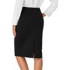 imageLYANER Womens Basic Stretch High Waist Pencil Bodycon Button Knee Length Straight Office Midi SkirtBlack