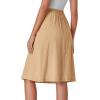 imageLYANER Womens Button Front Hight Waist Aline Loose Midi Skirt with Side PocketBeige