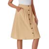 imageLYANER Womens Button Front Hight Waist Aline Loose Midi Skirt with Side PocketBeige