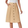 imageLYANER Womens Button Front Hight Waist Aline Loose Midi Skirt with Side PocketBeige