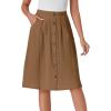 imageLYANER Womens Button Front Hight Waist Aline Loose Midi Skirt with Side PocketDark Brown
