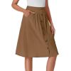imageLYANER Womens Button Front Hight Waist Aline Loose Midi Skirt with Side PocketDark Brown
