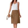 imageLYANER Womens Button Front Hight Waist Aline Loose Midi Skirt with Side PocketDark Brown