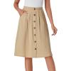imageLYANER Womens Button Front Hight Waist Aline Loose Midi Skirt with Side PocketKhaki