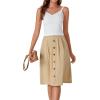 imageLYANER Womens Button Front Hight Waist Aline Loose Midi Skirt with Side PocketKhaki