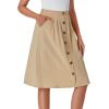 imageLYANER Womens Button Front Hight Waist Aline Loose Midi Skirt with Side PocketKhaki
