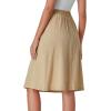 imageLYANER Womens Button Front Hight Waist Aline Loose Midi Skirt with Side PocketKhaki