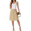 imageLYANER Womens Button Front Hight Waist Aline Loose Midi Skirt with Side PocketKhaki