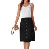 imageLYANER Womens Button Front Hight Waist Aline Loose Midi Skirt with Side PocketSolid Black