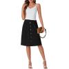 imageLYANER Womens Button Front Hight Waist Aline Loose Midi Skirt with Side PocketSolid Black