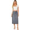 imageLYANER Womens Casual High Waist Jean Skirt Back Slit Midi Denim Skirt with PocketsBlue
