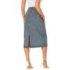 imageLYANER Womens Casual High Waist Jean Skirt Back Slit Midi Denim Skirt with PocketsBlue