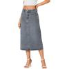 imageLYANER Womens Casual High Waist Jean Skirt Back Slit Midi Denim Skirt with PocketsBlue