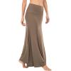 imageLYANER Womens Casual High Waist Solid Flare Long Maxi SkirtKhaki
