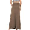 imageLYANER Womens Casual High Waist Solid Flare Long Maxi SkirtKhaki