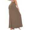 imageLYANER Womens Casual High Waist Solid Flare Long Maxi SkirtKhaki