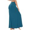 imageLYANER Womens Casual High Waist Solid Flare Long Maxi SkirtTeal Blue