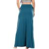 imageLYANER Womens Casual High Waist Solid Flare Long Maxi SkirtTeal Blue