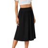 imageLYANER Womens Elastic High Waist Knee Length Aline Hem Basic Casual Midi Skirt with PocketsBlack