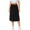 imageLYANER Womens Elastic High Waist Knee Length Aline Hem Basic Casual Midi Skirt with PocketsBlack