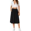 imageLYANER Womens Elastic High Waist Knee Length Aline Hem Basic Casual Midi Skirt with PocketsBlack