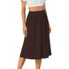 imageLYANER Womens Elastic High Waist Knee Length Aline Hem Basic Casual Midi Skirt with PocketsBrown